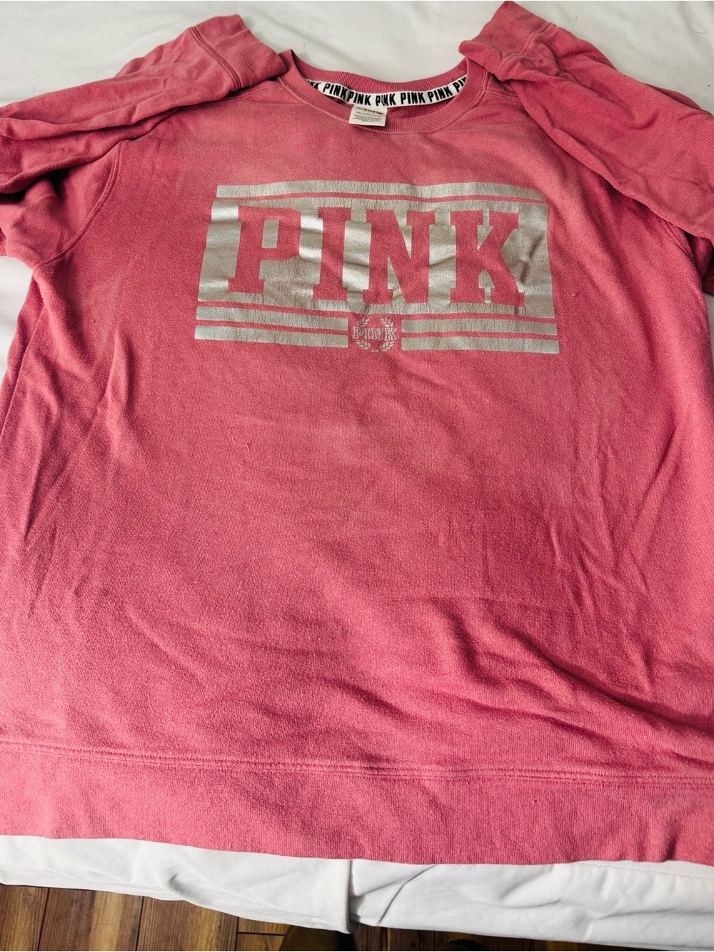 PINK Victoria's Secret Coral Pink Graphic Sweatshirt